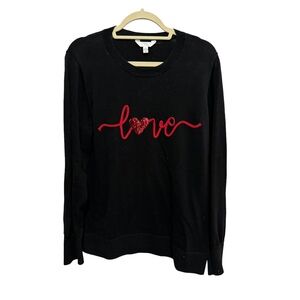 Time & Tru - Crew neck black "heart" and "Love" sweater - Sze XL